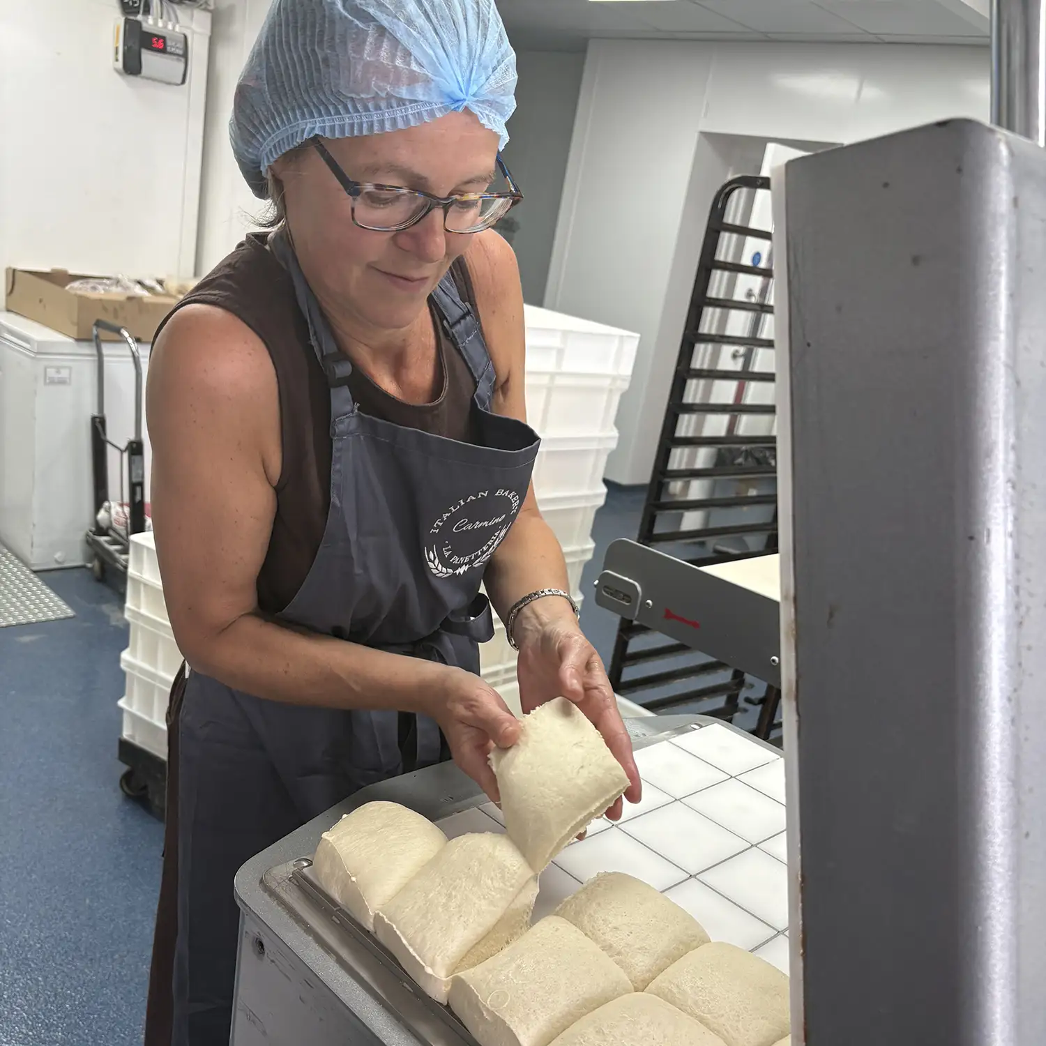 Fresh Italian ciabatta at Carmine Italian Bakery in Liverpool