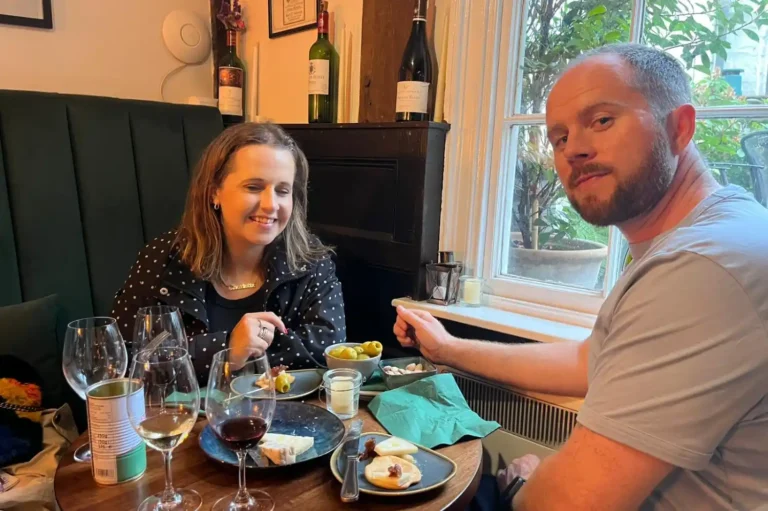 Guests enjoying wine and food during a Liverpool Wine Tour